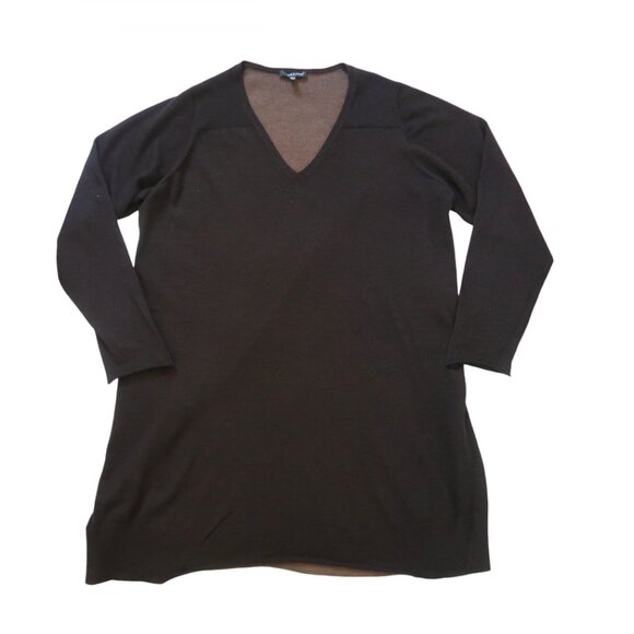 EILEEN FISHER two tone v neck tunic sweater 1x merino wool - Picture 4 of 8